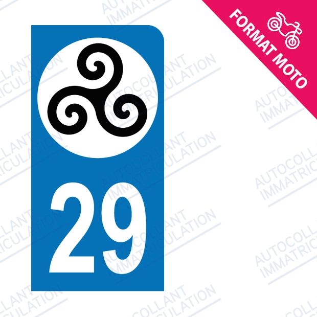 Moto - Sticker immatriculation 29 - Triskell new