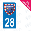Moto - Autocollant plaque immatriculation 28 - Blason centre val de loire new