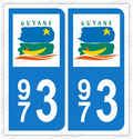 Auto - Sticker immatriculation 973 - Guyane