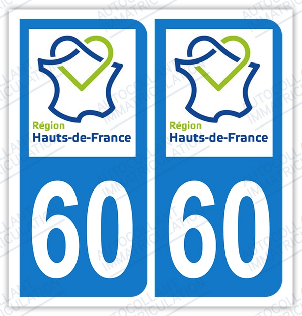 2 Stickers Plaque Immatriculation Déco-Idées – Blason Oise, Dimensions 45x98 Mm, Garantie 5 Ans