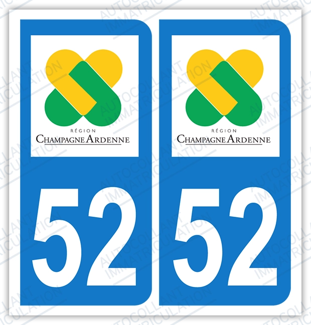 Auto - Sticker immatriculation 52 - Haute Marne