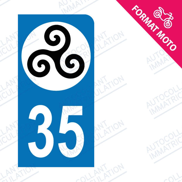 Moto - Sticker immatriculation 35 - Triskell new