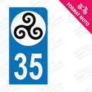 Moto - Sticker immatriculation 35 - Triskell new