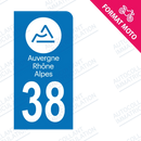 Moto - Sticker immatriculation 38 - Nouvelle région Auvergne Rhône Alpes new