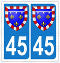 Auto - Sticker immatriculation 45 - Blason centre val de Loire