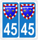 Auto - Sticker immatriculation 45 - Blason centre val de Loire