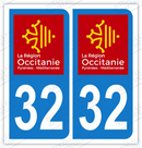 Auto - Sticker immatriculation 32 - Occitanie