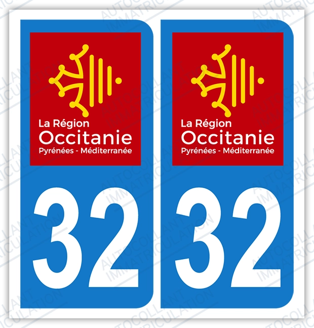 Auto - Sticker immatriculation 32 - Occitanie