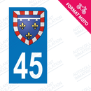 Moto - Sticker immatriculation 45 - Blason centre val de Loire new