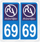 Auto - Sticker immatriculation 69 – Rhône Alpes