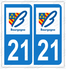 Auto - Sticker immatriculation 21 - Côte d'or