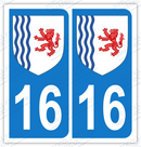 Auto - Sticker immatriculation 16 - Blason Nouvelle Aquitaine