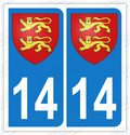 Auto - Sticker immatriculation 14 - Blason Normandie