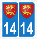Auto - Sticker immatriculation 14 - Blason Normandie