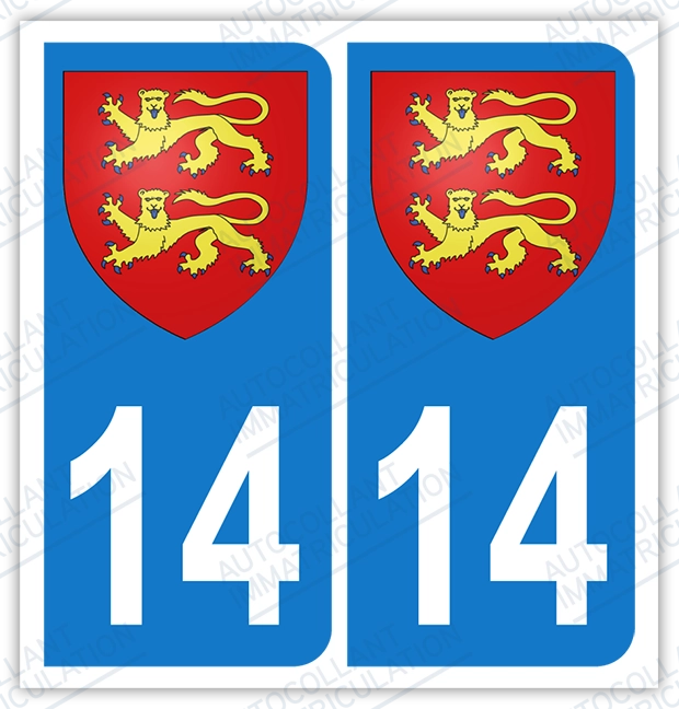Auto - Sticker immatriculation 14 - Blason Normandie