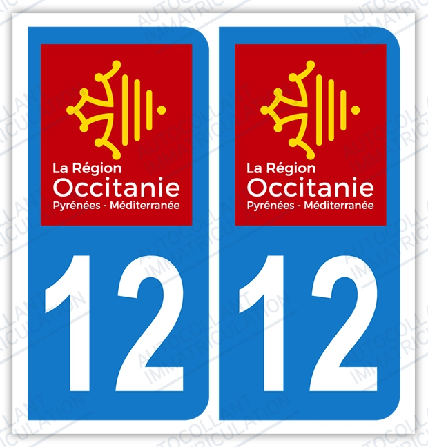 Auto - Sticker immatriculation 12 – Occitanie