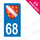 Moto - Sticker immatriculation 68 - Blason Alsace new