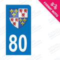 Moto - Sticker immatriculation 80 - Blason Picardie new