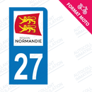 Moto - Sticker immatriculation 27 - Nouvelle région Normandie new