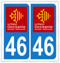 Auto - Sticker immatriculation 46 – Occitanie
