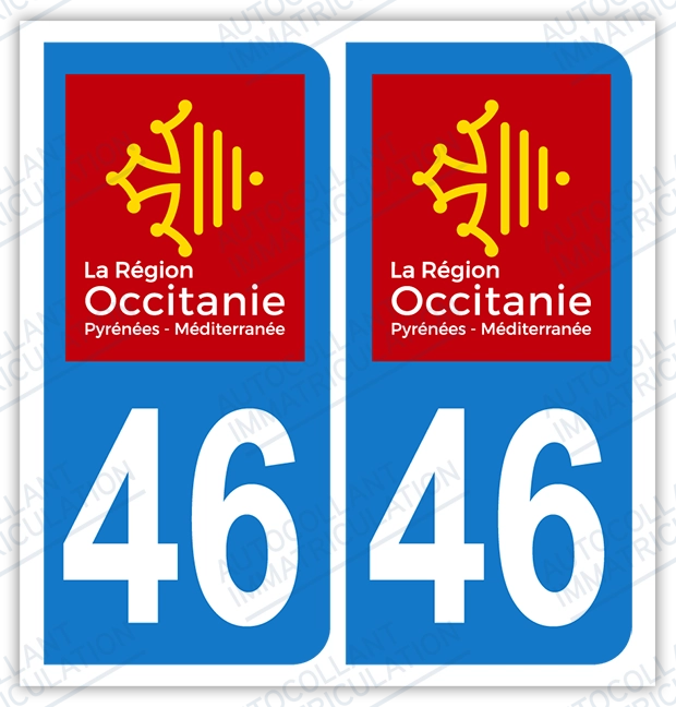 Auto - Sticker immatriculation 46 – Occitanie