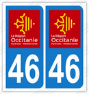 Auto - Sticker immatriculation 46 – Occitanie