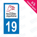 Moto - Sticker immatriculation 19 - Nouvelle Aquitaine new