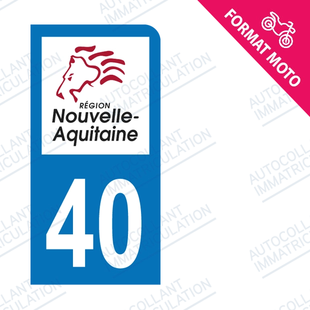 Moto - Sticker immatriculation 40 - Nouvelle Aquitaine new