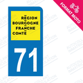 Moto - Sticker immatriculation 71 - Nouvelle région Bourgogne Franche-Comté new