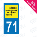 Moto - Sticker immatriculation 71 - Nouvelle région Bourgogne Franche-Comté new