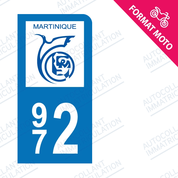 Moto - Sticker immatriculation 972 - Martinique new