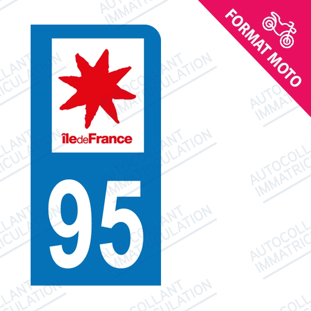 Moto - Sticker immatriculation 95 - Val d'Oise new