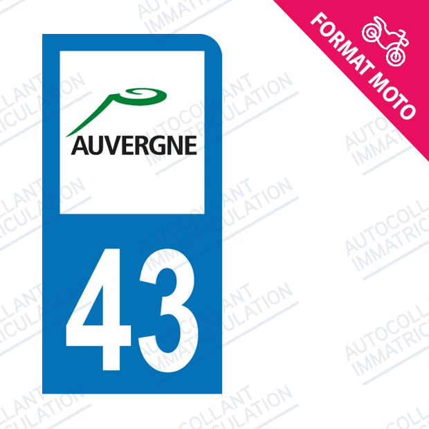 Moto - Sticker immatriculation 43 - Haute loire new