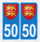 Auto - Sticker immatriculation 50 - Blason de Normandie
