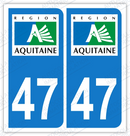 Auto - Sticker immatriculation 47 - Lot et Garonne