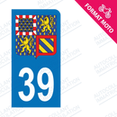 Moto - Sticker immatriculation 39 - Blason Bourgogne Franche-Comté new