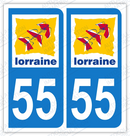Auto - Sticker immatriculation 55 - Meuse
