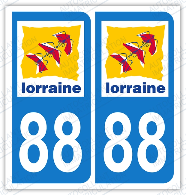 Auto - Sticker immatriculation 88 - Vosges