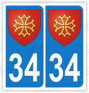 Auto - Sticker immatriculation 34 - Blason occitan