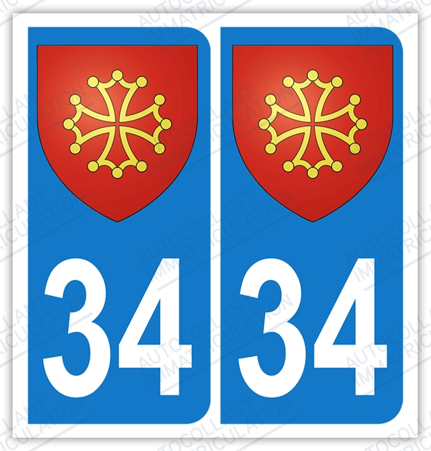 Auto - Sticker immatriculation 34 - Blason occitan