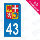 Moto - Sticker immatriculation 43 - Blason Auvergne Rhône Alpes new