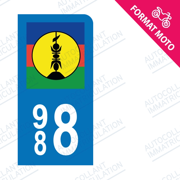 Moto - Sticker immatriculation 988 - Nouvelle-Calédonie new