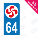 Moto - Sticker immatriculation 64 - Croix basque new
