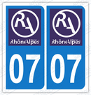 Auto - Sticker immatriculation 07 - Nouveau logo Rhône Alpes