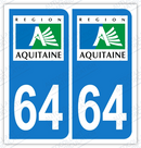 Auto - Sticker immatriculation 64 – Pyrénées Atlantiques