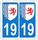 Auto - Sticker immatriculation 19 - Blason Nouvelle Aquitaine