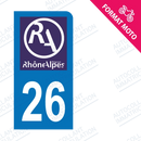 Moto - Sticker immatriculation 26 - Nouveau logo Rhône Alpes new