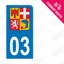 Moto - Sticker immatriculation 03 - Allier - Blason Auvergne Rhône Alpes new