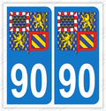 Auto - Sticker immatriculation 90 - Blason Bourgogne Franche-Comté