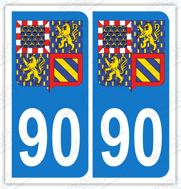 Auto - Sticker immatriculation 90 - Blason Bourgogne Franche-Comté